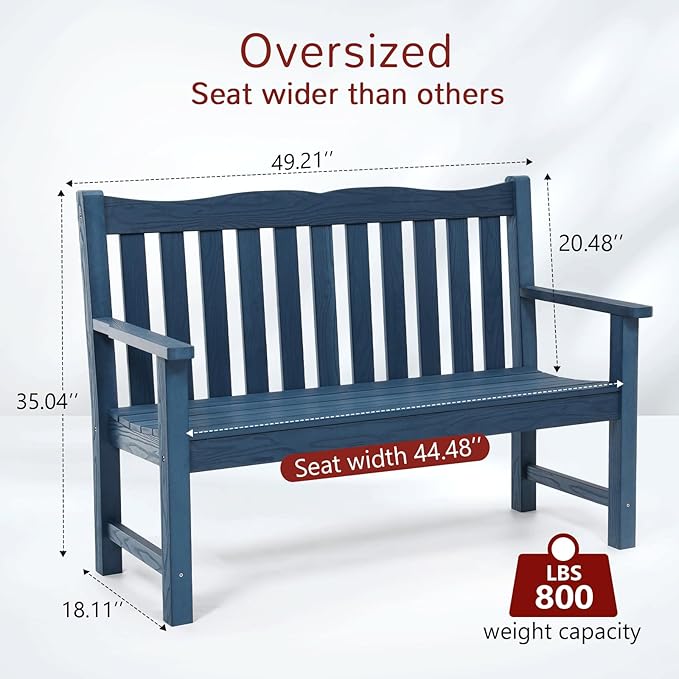 Stoog 4-Piece Patio Furniture Set, All-Weather HIPS Outdoor Dining Set, Includes 1 Bench, 2 Chairs, 1 Coffee Table, Blue - Photo 3