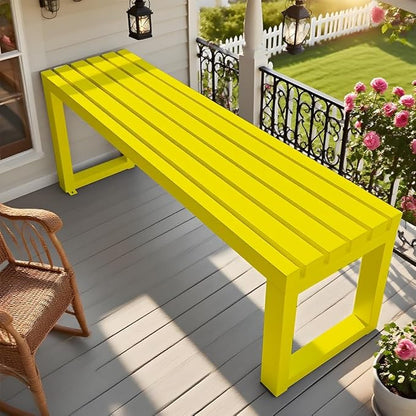 2-Person Garden Bench Seat Outdoor Benches Metal Park Bench Patio Seat 3.3ft 3.9ft 4.9ft 5.9ft Weather Resistance Backless Front Porch Chair Easy Installation(Yellow,5.9ft)