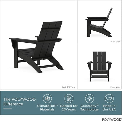 POLYWOOD Modern Adirondack Chair – All-Weather Outdoor Lawn Adirondack Chairs – HDPE, Fade-Resistant & Durable Outdoor Furniture – For Patio, Deck & Fire Pit Chairs – Black