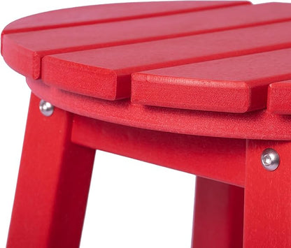 Costaelm 24" Height Outdoor Bar Stools, All-Weather Bar Stools, Adirondack Poly Patio Round Bar Stool for Patio, Deck, Kitchen Counter and Garden, Red