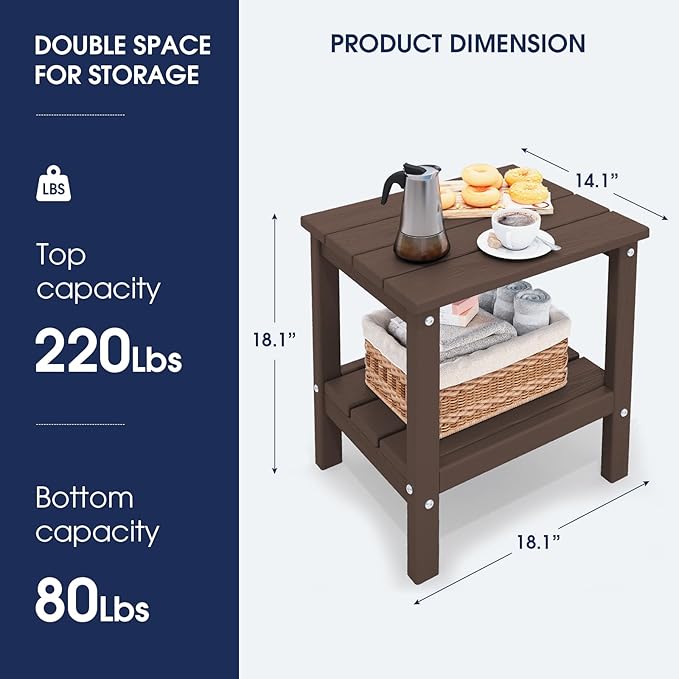 KINGYES Double Side Table, Adirondack End Table- Coffee - Photo 3