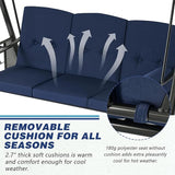 AECOJOY Outdoor Porch Swing, 3-Seat Porch Swing with Adjustable Canopy - Photo 3