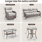 Swivel Patio Chairs sofa Set of 5 with 6" Thick Cushion - Wicker Outdoor Swivel Rocker Patio Chair ,Sofa/Glass coffee - Photo 2