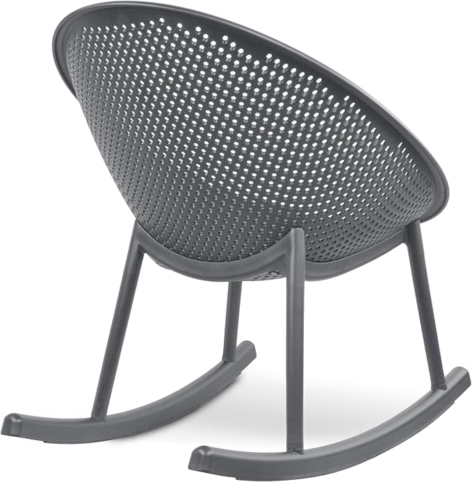 2xhome Set of 2 Patio Rocking Chairs | Oval Egg Shaped Lounge Rocker | All Weather Plastic | Modern Accent Side Chair for Indoor or Outdoor Use, Gray