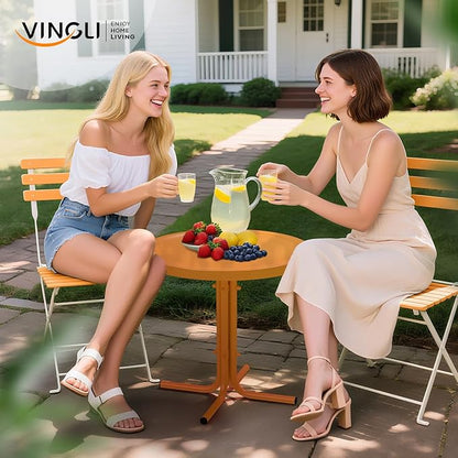 VINGLI Outdoor Side Table, Round Metal Patio Side Table End Table for Garden, Balcony, Porch and Living Room (Tangerine)