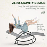 Outsunny Rocking Chair, Zero Gravity Patio Chaise Sun Lounger, Outdoor Rocker, UV Water Resistant, Pillow for Sunbathing - Photo 5
