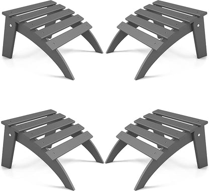FOOWIN Folding Adirondack Ottoman Set of 4, HDPE All Weather Adirondack Footrests, Ottoman for Adirondack Chair,Patio Footstool for Outside Easy Storage,for Patio, Backyard, Porch, Garden, Grey