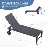 QAQA Patio Chaise Lounge Set of 2, Outdoor Lounge Chairs with 5 Adjustable Positions and Wheels - Photo 2