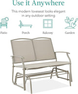 Best Choice Products 2-Person Outdoor Patio Swing Glider Steel Bench Loveseat Rocker for Deck, Porch w/Textilene Fabric - Photo 7