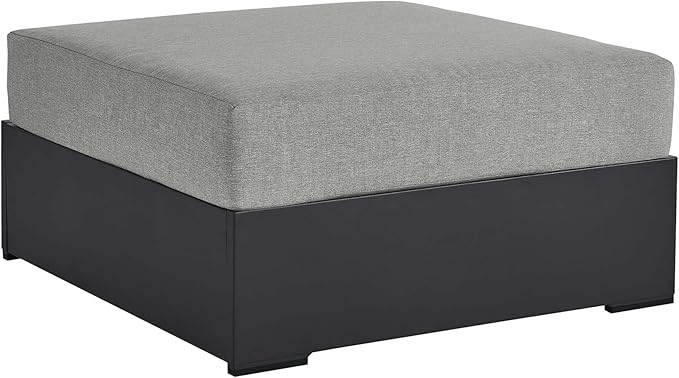 Modway Tahoe Aluminum Ottoman Gray with Weather-Resistant Cushion-Ideal as Outdoor Footstool, Patio or Sunroom Furniture - Photo 1