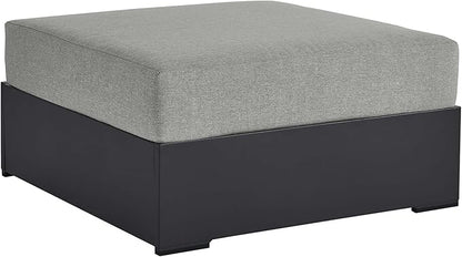 Modway Tahoe Aluminum Ottoman Gray with Weather-Resistant Cushion-Ideal as Outdoor Footstool, Patio or Sunroom Furniture