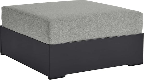 Modway Tahoe Aluminum Ottoman Gray with Weather-Resistant Cushion-Ideal as Outdoor Footstool, Patio or Sunroom Furniture - Photo 1