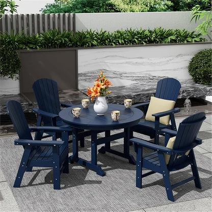 Costaelm Outdoor Adirondack Chair, HDPE Patio Balcony Pool Chair, Modern Front Porch Fire Pit Backyard Chair, Garden Resin Lounge Chair for Outside, Navy Blue