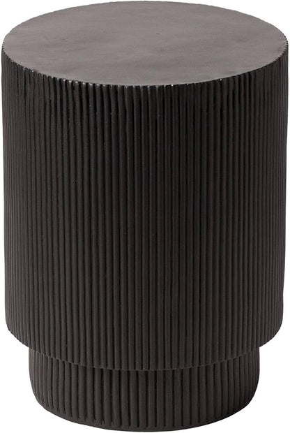 LeisureMod Modern Side Table Round Fiberstone Top Accent End Table for Home, Outdoor Patio, Living Room Sofa, Weather-Resistant, Eden Series in Black