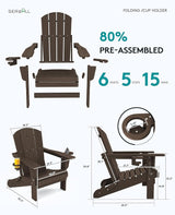 SERWALL Adirondack Chair with Cup Holders - Composite Adirondack Chairs Set of 6 HDPE Outdoor Chairs All Weather Use - Photo 4