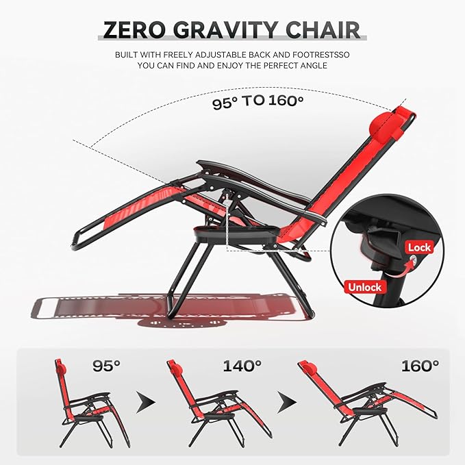 Zero Gravity Chair, Portable Outdoor Chair - Photo 4