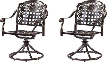 Outdoor Dining Chair Cast Aluminum Patio Chairs Set of 2 All-Weather Patio Dining Chair with Adjustable Feet for Backyard Garden (Landscape Swivel Chair)