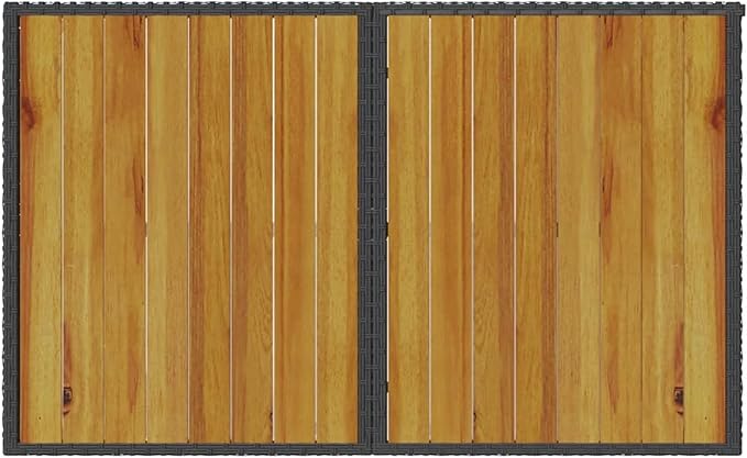 Garden Table, Durable Weather-Resistant PE Rattan Frame Solid Acacia Wood Tabletop, Stable Powder-Coated Steel Frame, for Outdoor Dining Balcony Patio