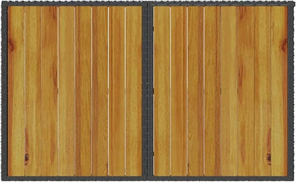 Garden Table, Durable Weather-Resistant PE Rattan Frame Solid Acacia Wood Tabletop, Stable Powder-Coated Steel Frame, for Outdoor Dining Balcony Patio