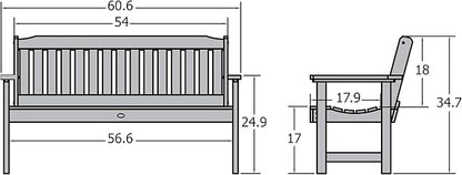 highwood Lehigh Garden Bench, 5 Feet, Nantucket Blue