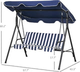 Outsunny 3-Seat Outdoor Patio Swing Chair with Removable Cushion, Steel Frame Stand and Adjustable Tilt Canopy for Patio - Photo 7