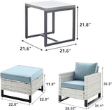 Wicker Outdoor Patio Furniture Set - 5 Piece Patio Conversation Set with 2 Wicker Armrest Chairs - Photo 2