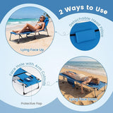 Goplus Tanning Chair with Face Arm Holes, Portable Sunbathing Chair w/4-Level Backrest, Head Pillow - Photo 4