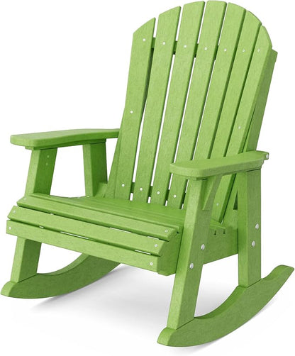 Wildridge Heritage Adirondack Rocking Chair, Lime Green - Outdoor Weather Resistant HDPE Rocking Chair for Patio, Deck, Fire Pit