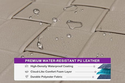PURPLE LEAF Patio Chaise Lounge Chair, PU Leather Outdoor Chaise Lounge 1 Piece Aluminum Pool Lounge Chair with 5-Position Adjustable Backrest for Pool, Deck, Garden, Sunbathing, Taupe