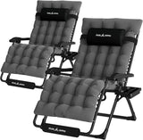 UDPATIO Oversized Zero Gravity Chair Set of 2, 33In XXL Patio Reclining Chair with Cushion, Outdoor Folding Recliner - Photo 1