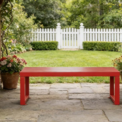 Heavy Duty Outdoor Patio Bench, Metal Garden Benches Weatherproof Park Bench 3.3ft 3.9ft 4.9ft 5.9ft 2-Person Seat Backless Porch Seating Multifunctional Slat Furniture Chair(Blue,3.93ft)