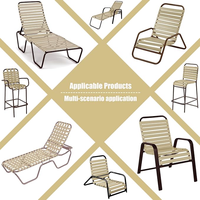 Vinyl Straps for Patio Chair Repair Kit 2'' Wide 10 Ft Long Replacement Straps + 10 Free Rivets for Outdoor Lawn - Photo 6