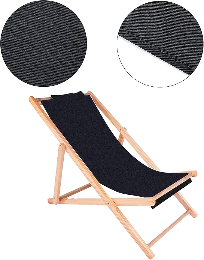 PH PandaHall Chair Replacement Fabric, 44 x 17 Inch Lounge Chair Cloth Long Beach Chair Cloth Folding Chair Black Oxford Canvas Chair Accessories for Sun Lounger Pool Sunbathing Garden