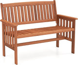 Tangkula Outdoor Wood Garden Bench, 2-Person Patio Park Bench with Backrest, Armrests and Slatted Seat - Photo 1