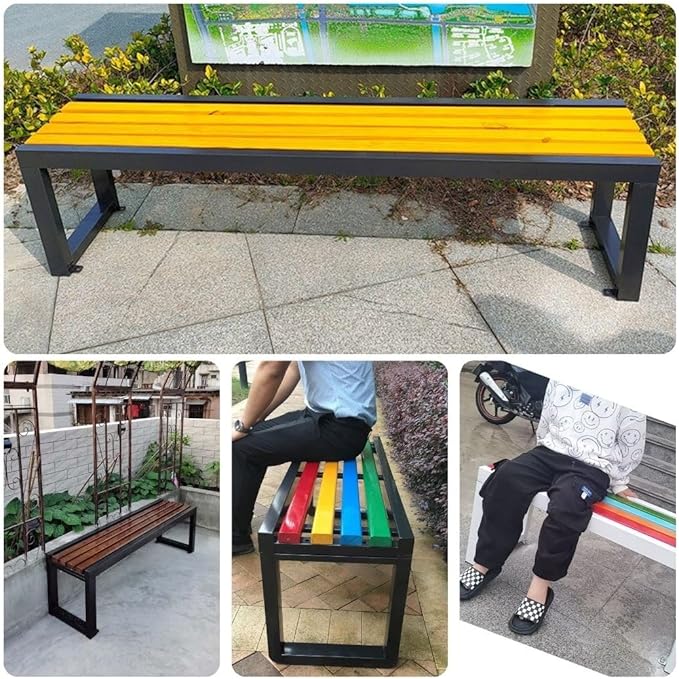 Metal Outdoor Bench Garden Plant Bench Patio Park Benches 31inch Slatted Seating Weatherproof for Park Front Porch Path Yard Lawn Decor Deck Furniture(59in/150cm)