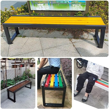 Metal Outdoor Bench Garden Plant Bench Patio Park Benches 31inch Slatted Seating Weatherproof for Park Front Porch Path Yard Lawn Decor Deck Furniture(59in/150cm)