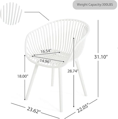 Christopher Knight Home Modern Accent Chair–White Outdoor Patio Chairs Set of 2 – Lounge Chairs for Balcony or Garden – Weave Design – Stylish and Comfortable Seating for Backyard or Terrace