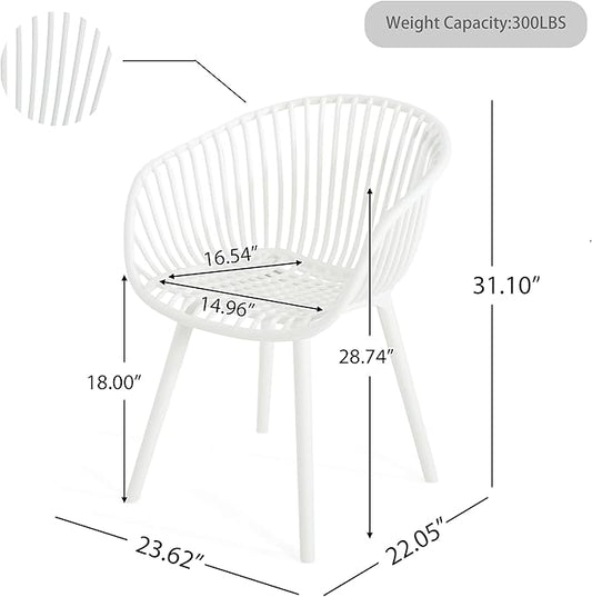 Christopher Knight Home Modern Accent Chair–White Outdoor Patio Chairs Set of 2 – Lounge Chairs for Balcony or Garden – Weave Design – Stylish and Comfortable Seating for Backyard or Terrace