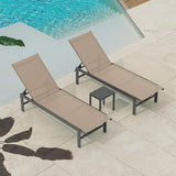 Outdoor Lounge Chairs Set of 3, Aluminum Chaise Lounge Chairs with 5-Position Recliner, Patio Lounge Chair for Backyard - Photo 7