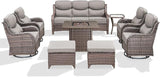 Luxury Patio Furniture Set with 6-inch Thick Cushion, Outdoor Furniture with Fire Pit Table, Swivel Chairs, Sofa - Photo 7