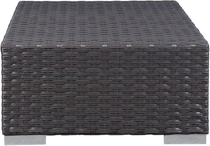 Modway Sojourn Wicker Rattan Outdoor Patio Sunbrella Fabric Ottoman in Canvas Navy - Photo 8