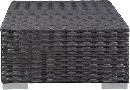 Modway Sojourn Wicker Rattan Outdoor Patio Sunbrella Fabric Ottoman in Canvas Navy