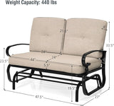 Giantex Outdoor Glider Bench, Patio Loveseat with Cushions, 440 Lbs Capacity, 2-Person Outdoor Rocking Chair - Photo 3