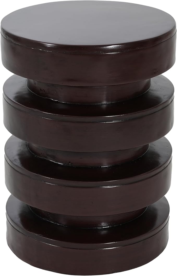 Christopher Knight Home Jeru Lightweight Concrete Round Coffee Table, Indoor and Outdoor Side Table for Living Room, MGO Small Side Table, 3-Tier Design, No Assembly Needed, Brown