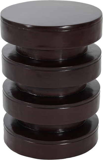 Christopher Knight Home Jeru Lightweight Concrete Round Coffee Table, Indoor and Outdoor Side Table for Living Room, MGO Small Side Table, 3-Tier Design, No Assembly Needed, Brown