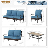 Sophia & William Patio Furniture Set, 5 Piece Metal Outdoor Conversation Set with 3-Seater Outdoor Couch, 2 Sofa Chairs - Photo 7