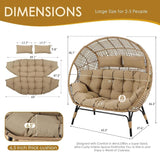 NICESOUL® Double Egg Chair Indoor Outdoor Stationary Oversized 6.5" Thick Padded Cushions - Photo 3