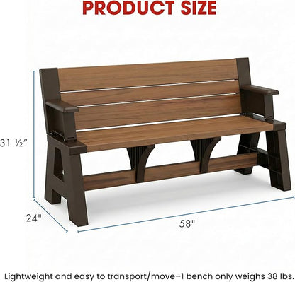 Convert-a-Bench Gen 1 2-in-1 Outdoor Convertible Bench to Picnic Table | Space-Saving, Weather-Resistant Patio Furniture for Yard, Deck, Garden | Easy Assembly & Durable Bench, Espresso