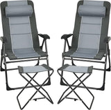 Giantex Set of 2 Patio Dining Chairs with Footstools, Folding Recliner Chairs with 7-Position Adjustable Backrest - Photo 1