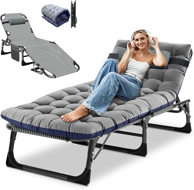 DoCred Heavy Duty Chaise Lounge Chair, Adjustable 5-Position Folding Chaise Lounge Chairs for Outside - Photo 1